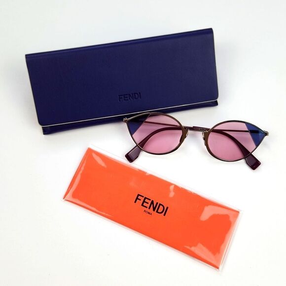 Fendi $545 Cut-Eye FF 0342 AVB U1 Womens Cat-Eye Sunglasses Silver Pink 51mm‎